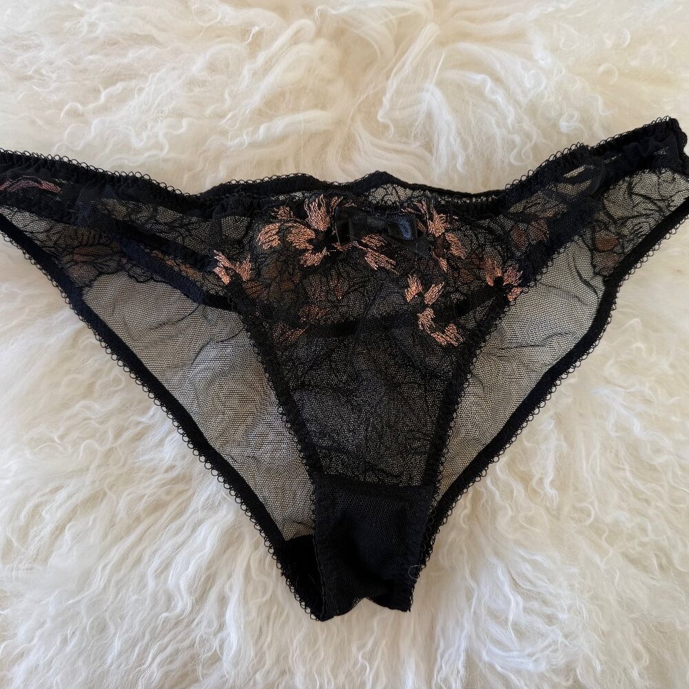 Agent Provocateur Laleh Black & Bronze Net Floral Lace Brief 4/8-10 View 2